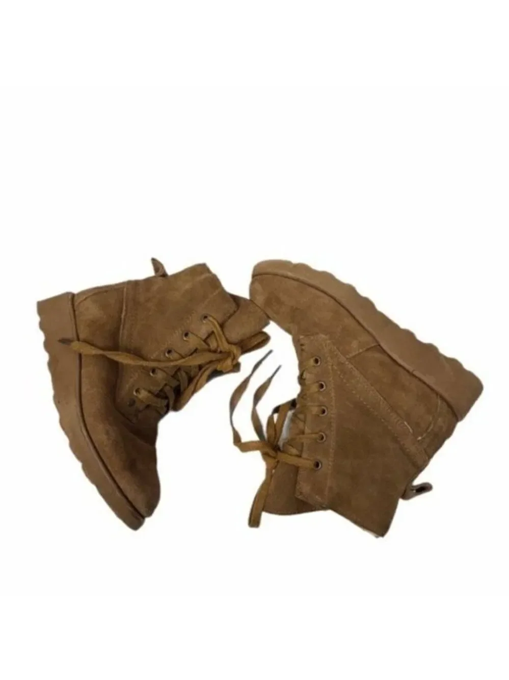 BearPaw Krista Youth Suede & Wool Lace Up Mid Calf Boots Girls 2